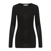 Meteoriet Lange Mouw Ronde Hals Top Karen by Simonsen , Black , Dames