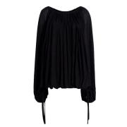 Zijden Zwarte Gedrapeerde Blouse Khaite , Black , Dames