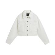 Crop Trucker Jack Vans , White , Dames