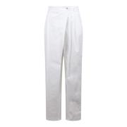 Flared Poplin Wrap Broek Dolce & Gabbana , White , Dames