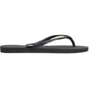 Zwarte Slim Logo Metallic Slippers Havaianas , Black , Dames