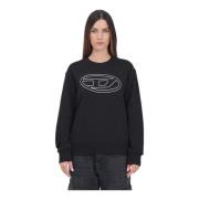 Zwart Crewneck Sweatshirt met Oval D Logo Diesel , Black , Dames