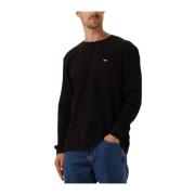 Heren Waffle L/S Tee Tommy Jeans , Black , Heren