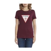 Katoen Logo T-shirt - Rozen Guess , Brown , Dames