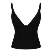 Geribbelde Gebreide Tanktop Dolce & Gabbana , Black , Dames