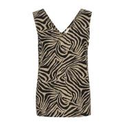 Dierenprint Top met V-Hals Kaffe , Multicolor , Dames