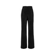 Elegante Geborduurde Satijnen Broek Etro , Black , Dames