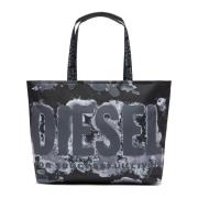 Logo Print Nylon Schoudertas Diesel , Black , Heren