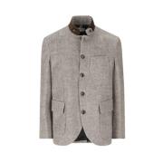 Wollen Blazer Elegant Fit Opstaande Kraag Luis Trenker , Gray , Heren