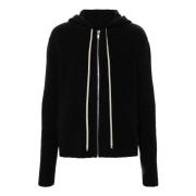 Zwarte Hooded Alpaca Cardigan Sweater Rick Owens , Black , Heren