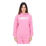 Roze hoodie trui met logo print Msgm , Pink , Dames