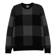 Geometrisch Patroon Crew Neck Sweater Woolrich , Gray , Heren