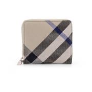 Geruite Stoffen Ritsportemonnee met Leren Voering Burberry , Beige , H...