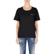 Rhinestone Logo Katoenen T-Shirt Dsquared2 , Black , Dames