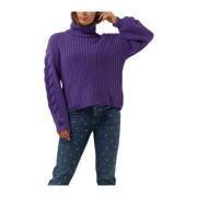 Paarse Gebreide Rollneck Pullover Trui Y.a.s , Purple , Dames