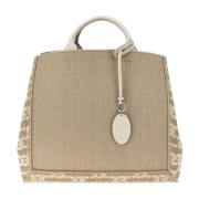 Canvas Shoppingtas met Logo Motief Tod's , Beige , Dames