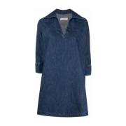 Blauw Katoenmix Shirt met Split Hals Valentino Garavani , Blue , Dames