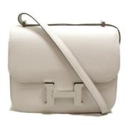 Pre-owned Leather shoulder-bags Hermès Vintage , White , Dames