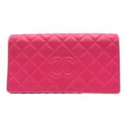 Pre-owned Leather wallets Chanel Vintage , Pink , Dames