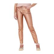 Skinny Foil Coated Twill Jeans Summum Woman , Pink , Dames