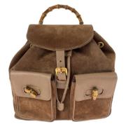 Pre-owned Leather backpacks Gucci Vintage , Brown , Dames