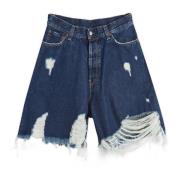 Versleten Denim Shorts Acne Studios , Blue , Dames