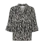 Luipaardprint Blouse Zwart Bamboe Strepen Saint Tropez , Black , Dames