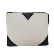 Pre-owned Leather clutches Celine Vintage , White , Dames