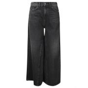 Hoge taille wijde pijp jeans Amish , Black , Dames