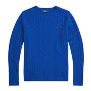 Kabelgebreide Wol-Kasjmier Trui Ralph Lauren , Blue , Dames