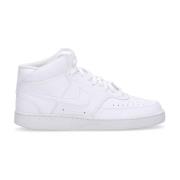 Witte Leren Sneaker met Geborduurd Logo Nike , White , Heren