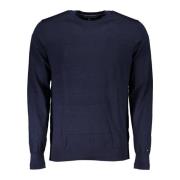 Blauwe Merinowol Trui met Lange Mouwen Tommy Hilfiger , Blue , Heren