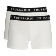 Heren Boxershorts Wit Merk Elastiek Trussardi , White , Heren