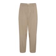 Hoge taille cropped broek met riemlussen Kaffe , Beige , Dames