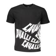 T-shirt met bedrukt logo Cavalli Class , Black , Heren