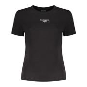 Korte Mouw Logo Print T-Shirt Zwart Tommy Hilfiger , Black , Dames