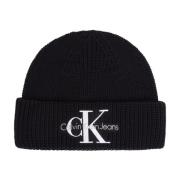 Zwarte Monogram Beanie Calvin Klein Jeans , Black , Heren