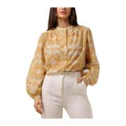 Gele Tie Dye Blouse met Strikdetails Aaiko , Yellow , Dames