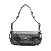 Grijze Gebarsten Leren Stud Tas Balenciaga , Gray , Dames