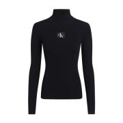 Zwarte Roll Neck Sweater Calvin Klein , Black , Dames