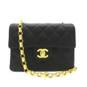 Pre-owned Satin chanel-bags Chanel Vintage , Black , Dames