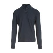 Blauw Polo met Lange Mouwen Zanone , Blue , Heren