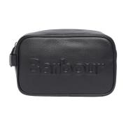 Logo Leren Toilettas voor Mannen Barbour , Black , Heren