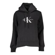 Zwarte hoodie met print en logo Calvin Klein , Black , Dames