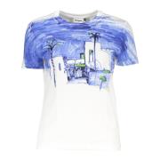 Katoenen T-shirt met korte mouwen en logoprint Desigual , White , Dame...