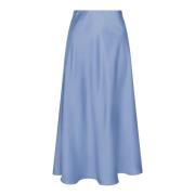 Bias Cut Sateen Rok Neo Noir , Blue , Dames