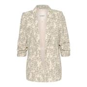 Gedrukte Shadow Drop Blazer Jas Soaked in Luxury , Beige , Dames