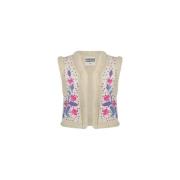 Bloemrijk Geborduurd Vest Fabienne Chapot , Beige , Dames