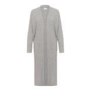 Grijze Melange Open Cardigan met Zakken Kaffe , Gray , Dames