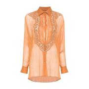 Casual Shirt met Uniek Ontwerp Ermanno Scervino , Brown , Dames